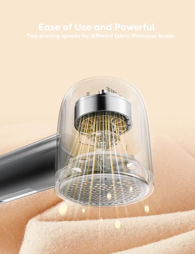 VASSON Fabric Shaver, Electric Lint Remover Rechargeable, Lint Shaver, Sweater Shavers to Remove Pilling, Sweater Defuzzer, Depillers for Clothes, Furniture (Dark Grey) | Wide Shaving Head & High-Capacity Dustbin with Long-Lasting Battery