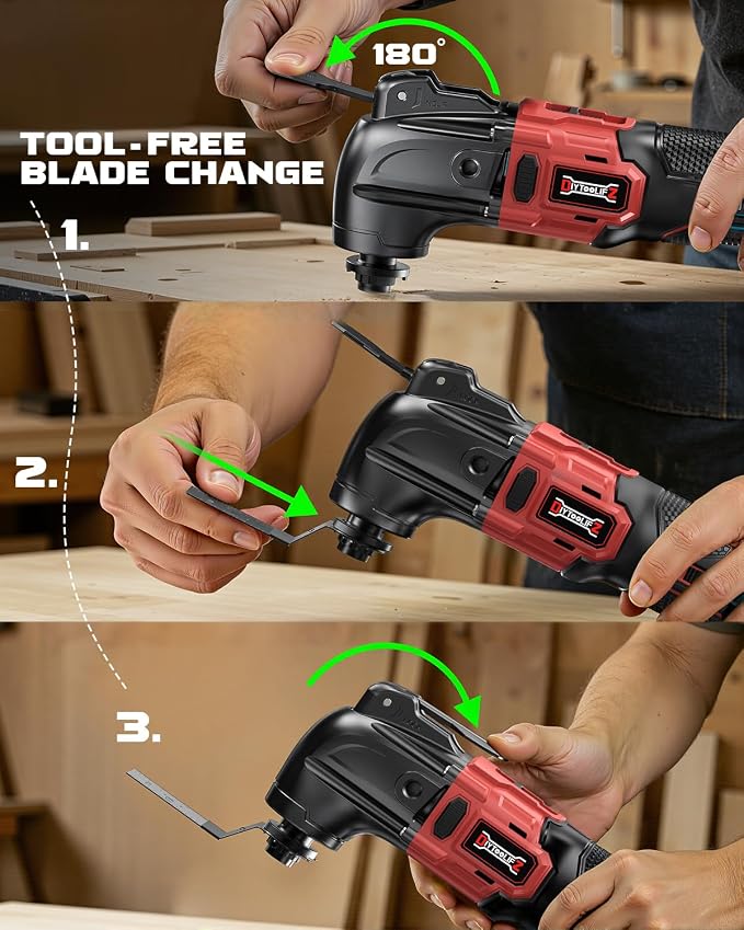 DIYtoolifz Cordless Oscillating Tool Compatible with Milwaukee 18V Battery, 6 Variable Speed Brushless-Motor Tool, Oscillating multi tool kit for Cutting Wood Nails Remove Grout & Sanding(Tool Only)