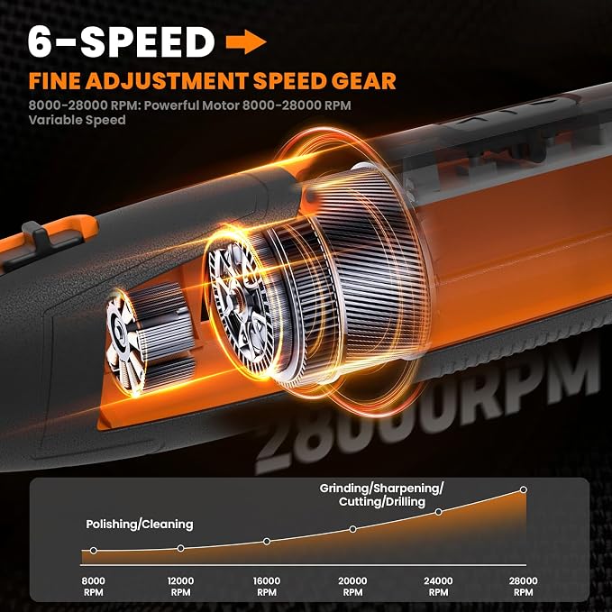4V Cordless Rotary Tool Kit with 80Pcs, 4000mAh Long-lasting Battery | 6 Speeds 8000-28000RPM Rotary Tool with Digital Display for Cutting, Sanding, Polishing, Drilling, Engraving, DIY Crafts