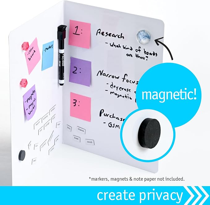 Dry Erase White Board, Foldable Double Sided Magnetic 9x12 in. Small Desktop Size