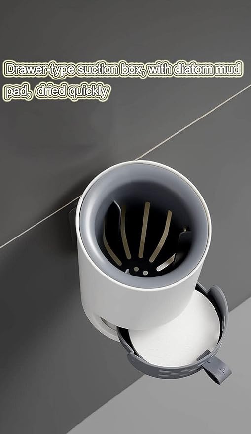 Silicon Toilet Bowl Cleaning Brush Set,Wall Mount Toilet Brush Refillable Toilet Brush Diatom Mud Absorbent Soft Bristled Silicone Toilet Brush