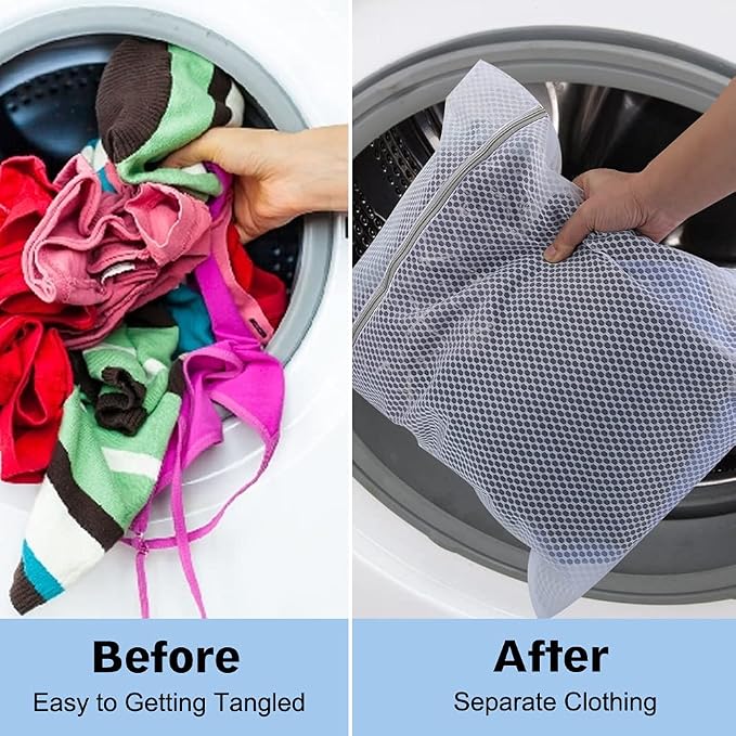 Vivifying XL Large Mesh Laundry Bags, 2 Pack 20 x 24 Inches Honeycomb Mesh Wash Bags for Washing Machine, Delicates Clothes, Sweater, Coats, Stuffed Toys, Blanket (White)