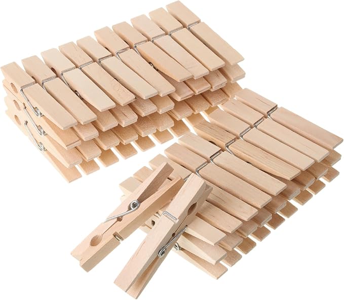 Mr. Pen- Large Wooden Clothes Pins, 2.9 Inch, 50 Pack | Natural Wood Clips for Crafts, Classroom Projects, Hanging Photos, Chip Bags, Decoration, Rust Resistant Spring