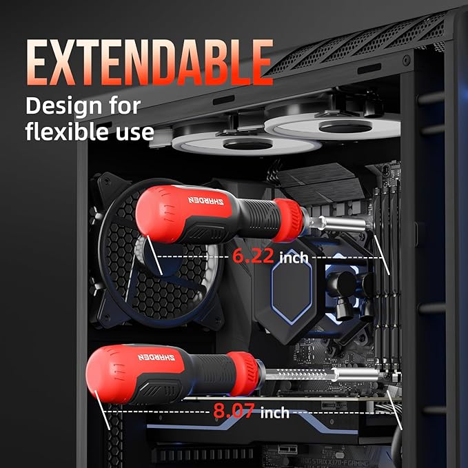 Multi ScrewDriver Set 26 in 1 All in One Adjustable Screw Driver | Telescoping Screw Driver with 12 Double Ended CRV Bits Phillips Slotted Torx Hex Portable Repair Kit for Home Bike Computer