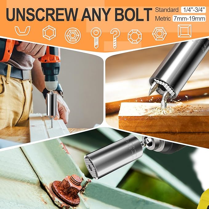 Stocking Stuffers for Men Super Universal Socket Tools Gifts for Men | Grip Set Power Drill Adapter Cool Stuff Gadgets Present Ideas Gift for Dad Husband Him Adults Mens Gifts Christmas for Women