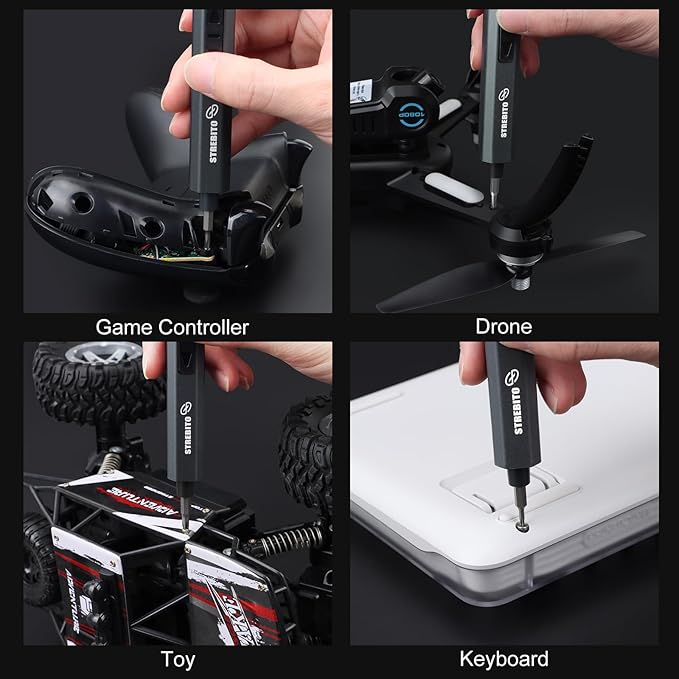 STREBITO Electric Screwdriver, 155 in 1 Precision Electric Screwdriver Set | Upgraded 5 Torque & Indicator, 140 S2 Magnetic Bits, 500mAh Battery, Electronics Tool Kit for RC, Computer, PC, Laptop, Phone