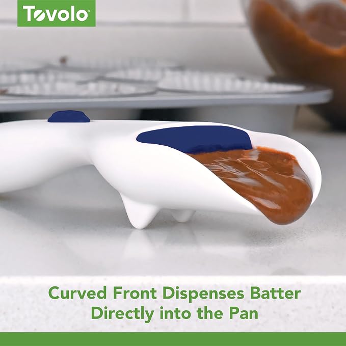 Tovolo Cupcake Scoop Batter Dispenser for Cupcakes Muffins Pancakes and Cookie Dough, Easy to Clean Batter Scoop Slide Dispenses Quicker for Even Size Baked Goods Kitchen Gadget, Fuchsia