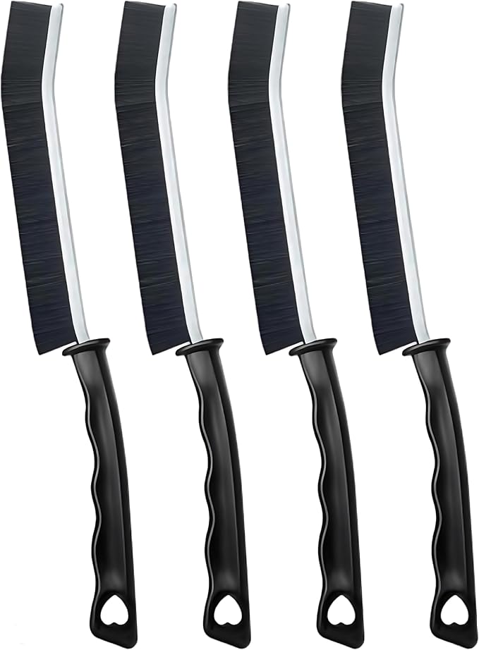 4 Pack Crevice Cleaning Brushes Hard Bristled Grout Brush Tool For Scrub Small Spaces Kitchen Toilet Bathroom Corner Sink Window Tracks Hinges Tile Multifunctional Gap Scrubbers Deep Clean Tools Black