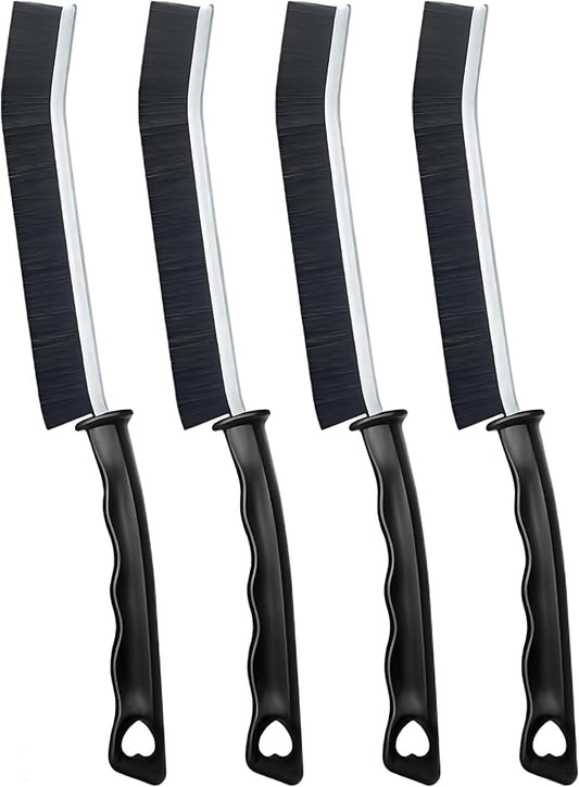 4 Pack Crevice Cleaning Brushes Hard Bristled Grout Brush Tool For Scrub Small Spaces Kitchen Toilet Bathroom Corner Sink Window Tracks Hinges Tile Multifunctional Gap Scrubbers Deep Clean Tools Black