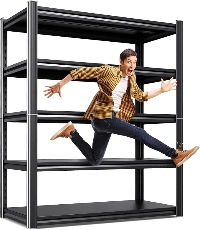 71.2''H /35.4''W Storage Shelves Adjustable Garage Shelving,Heavy Duty Shelving Unit,5T Tall Garage Shelves，Metal Standing Shelf Units,Utility Rack for Kitchen Warehouse Industrial Basement