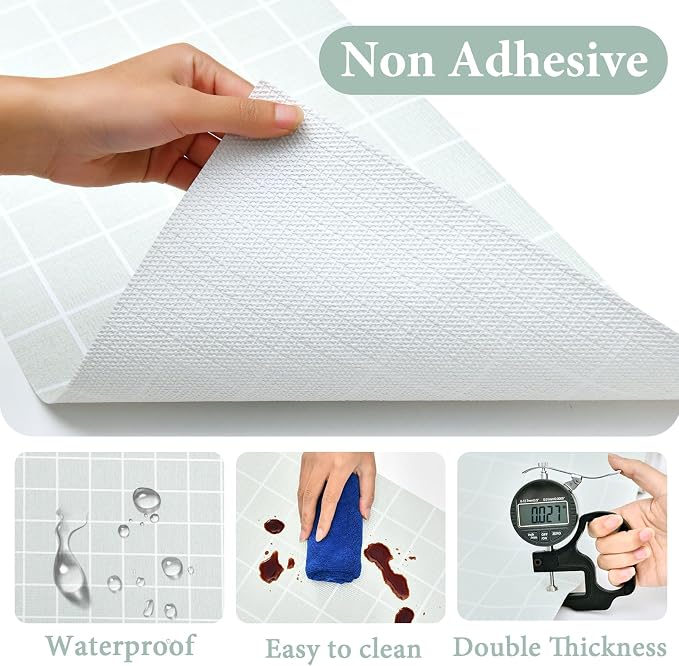 Drawer and Shelf Liner for Kitchen Cabinet: 17 in X 20 Ft Non Slip | Waterproof Shelf Paper Non Adhesive Refrigerator Liners Light Gray Grid Easy Liners for Bathroom