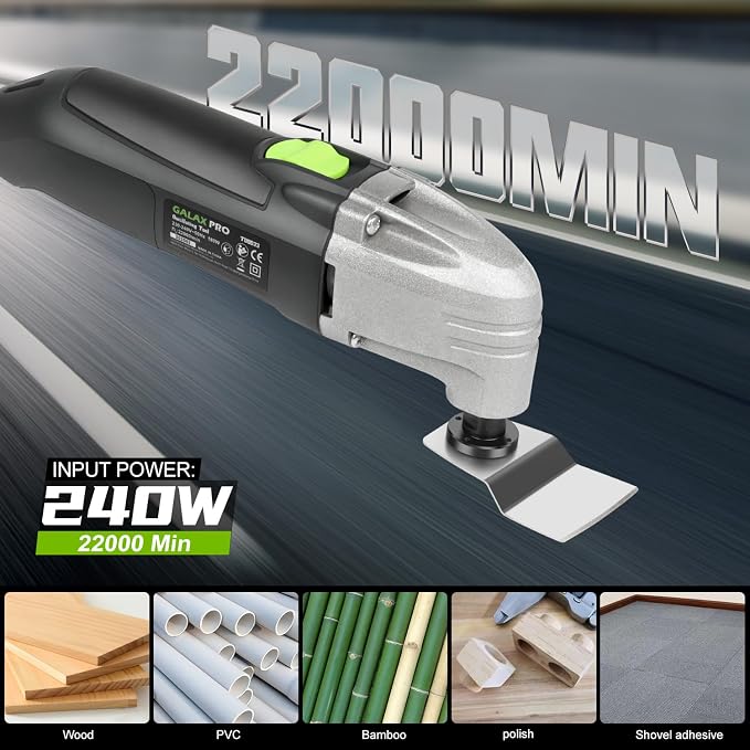 GALAX PRO Corded Oscillating Multi Tool Kit 2.0-Amp with 11Pcs Accessories | 22000OPM, 3° Oscillation Angle, Quick-Lock Screw, Oscillating Power Tools for Hardwood, PVC Pipes, Soft Metal Nails