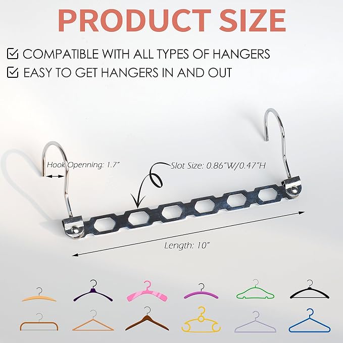 Metal Space Saving Hangers for Clothes, Collapsible Hanger Organizer, 9Pack