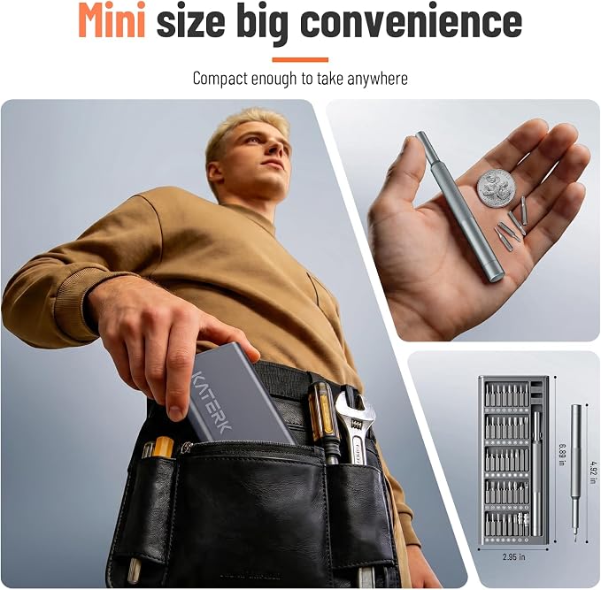 KATERK 42-in-1 Small Screwdriver Set Precision Mini Magnetic Repairs Tool | 40 Magnetic Bits, Resist Wear, Don't Strip Easily, Compact Organized Size, Repair Kit for Glasses, Laptop, iPhone, Watch