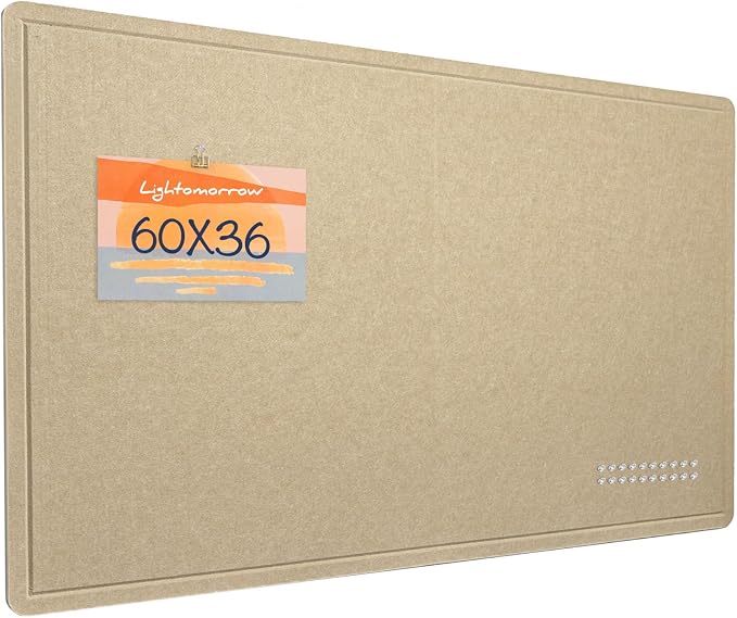 Felt Bulletin Board 60x36 inches, Decorative Pin Board for Home & Office | Cork Board Alternative for Wall with Push Pins, Display Mood Board for Photos, Notes & Reminders