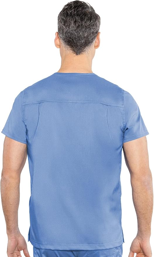 Med Couture Rothwear Touch Mens Scrubs Top 3 Pockets Modern Fit | 2-Way Stretch, Ultra-Soft Fabric, Lightweight Feel, Knit Details, Side Vents, Durable Construction, Easy Care