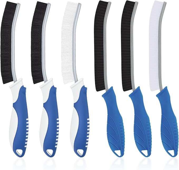 TQRR Cleaning Brush-Hard Crevice Cleaning Brushes, Multifunctional Window Groove Brushes, Grout Brush, Cleaning Tool for Bathroom, Kitchen, Toilet, Tile, Sink, Home (6, Blue)