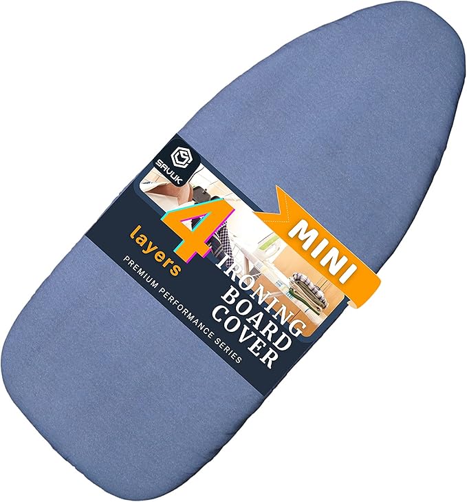 12.5 X 30 inch Smart Table top Ironing Board Cover and Pad with Standard Size, Fits Small, Mini Board, Easy Placement, Extra Thick Padding, Elastic Cord, Heat Resistance (12.5" X 30", Blue)
