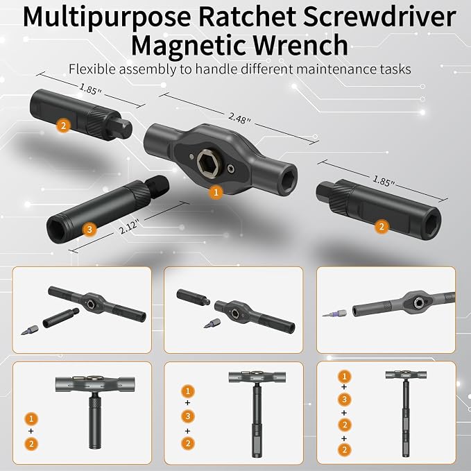 42 in 1 Magnetic Ratchet Screwdriver Set, Multi Bit DIY Magnetic Screwdriver Set with Detachable Ratchet Handle, Portable Precision Repair Tool Kit for Furniture, Electronics, Bicycle New Tools 2026