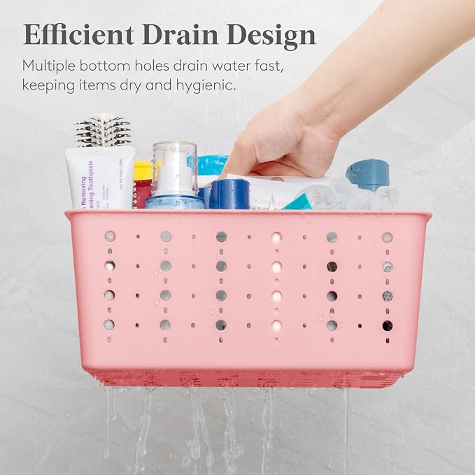 Lifewit Shower Caddy Portable, Caddy Organizer with Handle and Adjustable Dividers, Plastic Shower Basket for Dorm Room Essentials, College, Bathroom, Slate Blue, 2 Packs