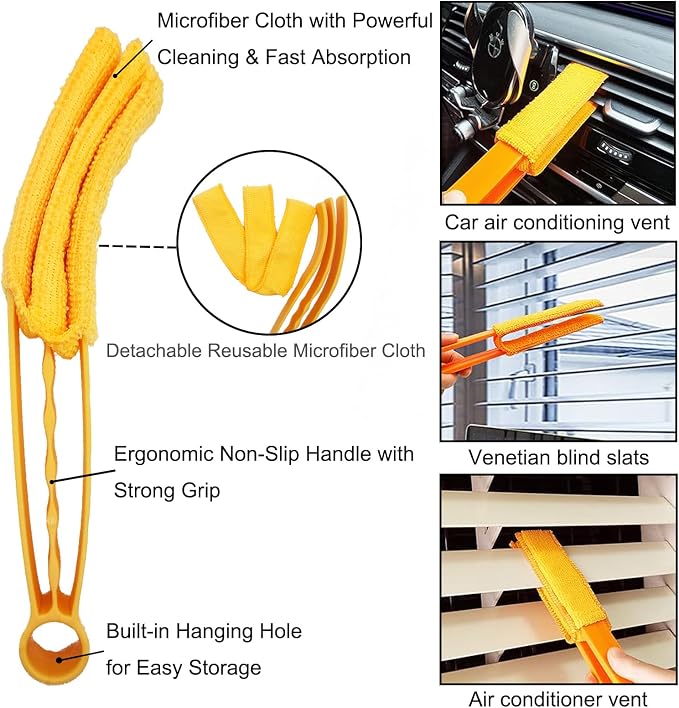 5Pcs Window Blind Cleaning Set, Washable dust Removal Cleaning Tools, air Vent Cleaning Brush, Track Cleaning Brush, dust Removal Cleaning Tools for Blinds, air conditioners, Track, and Fans