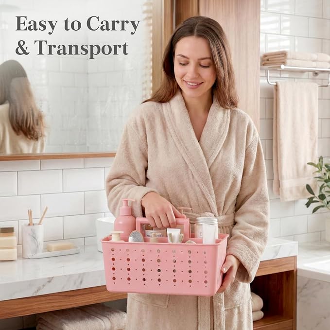 Lifewit Shower Caddy Portable, Caddy Organizer with Handle and Adjustable Dividers, Plastic Shower Basket for Dorm Room Essentials, College, Bathroom, Slate Blue, 1 Pack