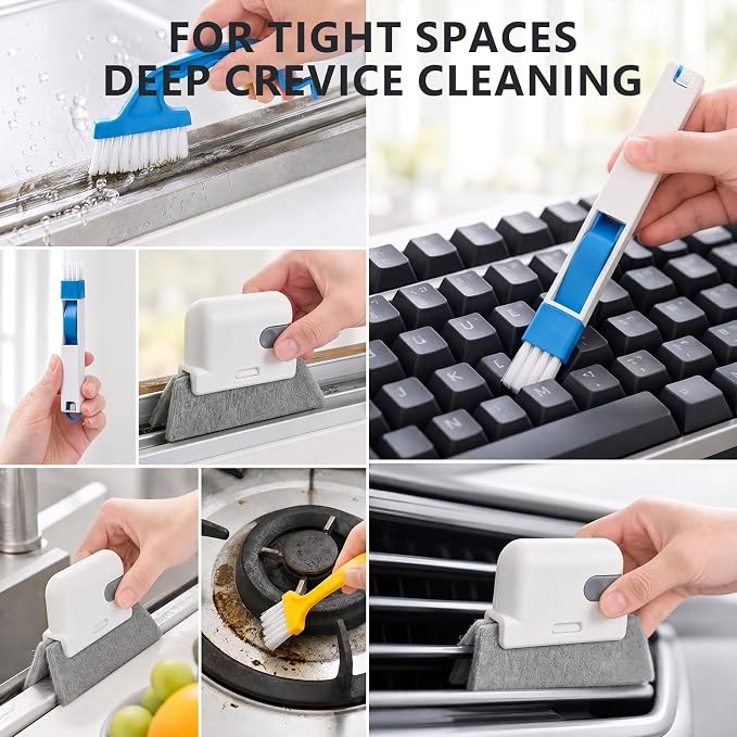 12pcs Magic Window Track Cleaner Tool, Sliding Door Tracks Cleaning Brush, Window Sill Seal Crevice Groove for Tile Lines Ac Vents Keyboards