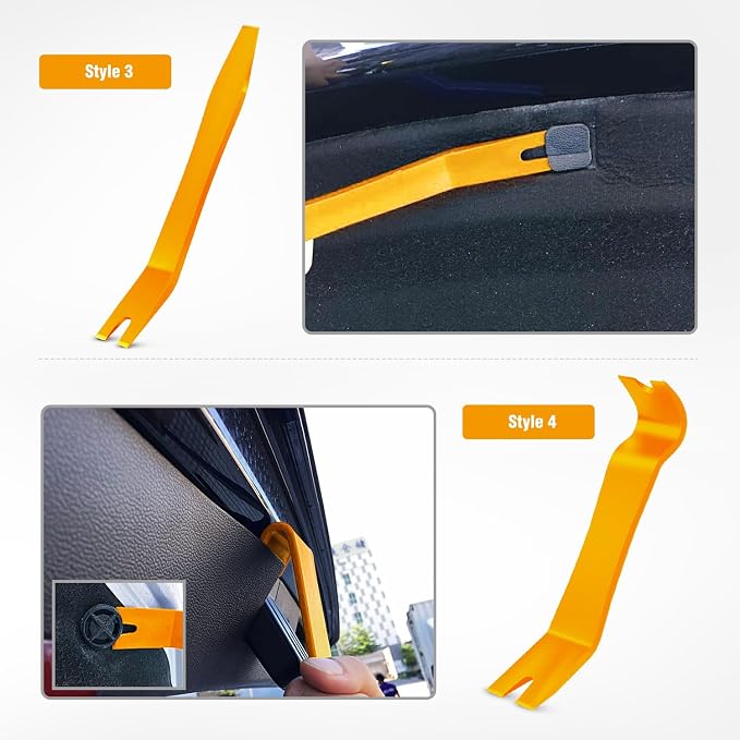 GOOACC 5 PCS Nylon Auto Trim Removal Tool Kit No-Scratch | Removal Tool Kit for Car Clip Panel & Audio Dashboard Dismantle Yellow