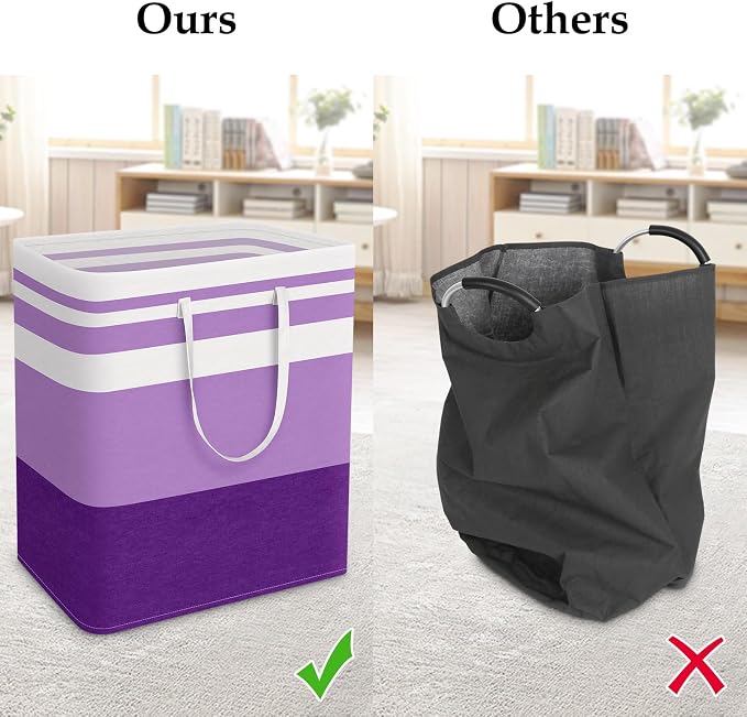 StorageRight Laundry Basket Hamper, 100L Collapsible Clothes Storage, Purple