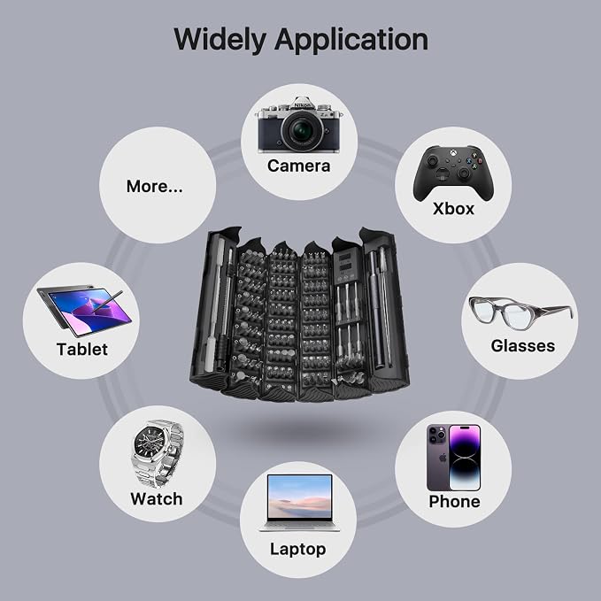 AXTH 128-in-1 Precision Screwdriver Set, Professional Mini Repair Tool Kit | [Bearing Steel] Magnetic Screw Driver for Phone, Computer, Watch, Laptop, Macbook, Ring Doorbell, Eyeglass, Electronic