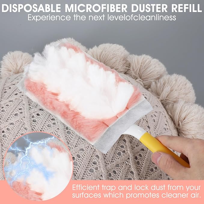 120 Pcs Duster Refills, Electrostatic Disposable Dusters Refills Compatible with Duster, Bulk Heavy Duty Dusters Refill for Blinds Ceiling Fans Furniture Multi-Surface Dusting (Pink)