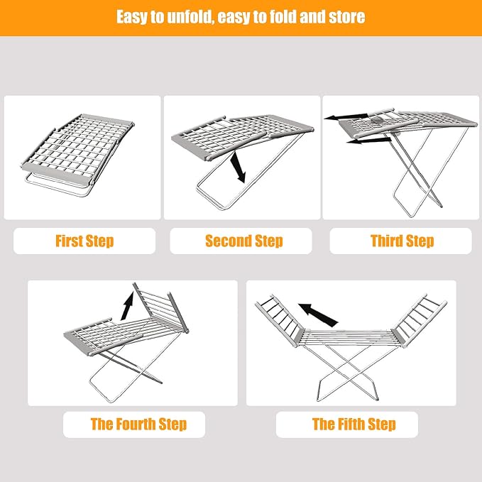 Folding Electric Heated Clothes Drying Rack, Laundry Drying Rack, 45-55℃ Constant Temperature Heated Drying Racks Free Standing Heating Garment Dryer, Space Saving(Heated Clothes Hanger)
