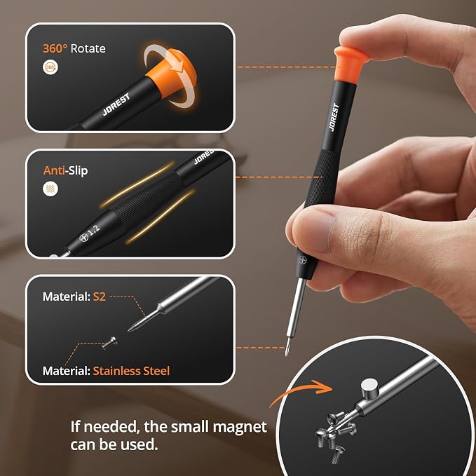 JOREST Eyeglass Repair Kit, Sunglasses/Glasses Repairing Tool including Small Screws, Nose Pads and Screwdrivers, Eyeglass Fixing Kit; Christmas gift for people who wear glasses(Men/Women Him/Her)
