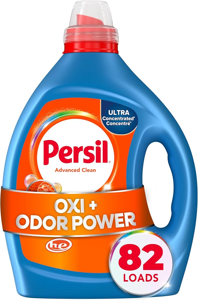 Persil Advanced Clean Oxi+Odor Laundry Detergent, 82 Loads, 82.5 Fl Oz | Deep Clean & Care, Fights Tough Stains & Odors, Protects Colors, Ultra Concentrated Formula, HE Safe, All Water Temperatures