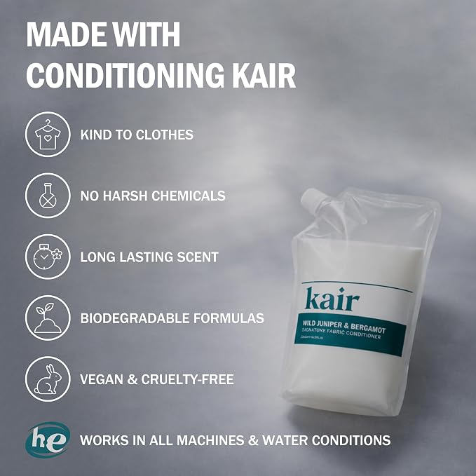 Kair Signature Fabric Conditioner, Wild Juniper & Bergamot, Fabric Softener | 16.9 fl oz plant-based Fabric Softener Refill; softens & protects fibers, pair with our Liquid Detergent