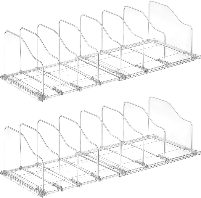 Vtopmart Free-Adjustable Purse Organizer for Closet with 4 Base, Clear Handbags Storage Organizer, Fits Different Bag Sizes & Closet Shelf, Expandable Plastic Shelf Dividers for Handbags, Wallets