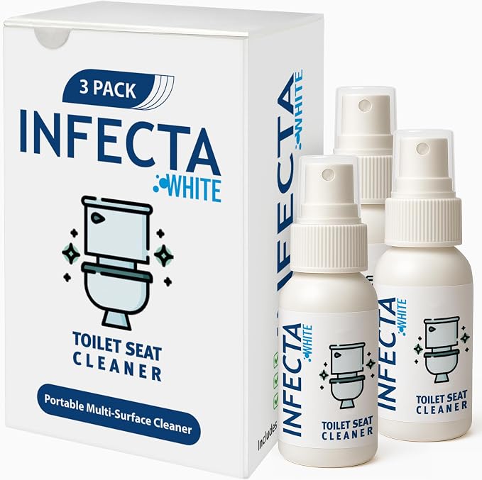INFECTA WHITE – Toilet Spray, Travel Size Multipurpose Cleaning Spray (50 ml), All Purpose Cleaner for Toilet Seats, Bathtub, Fresh Scent, Bathroom Essentials & Mini Travel Toiletries (Pack of 3)