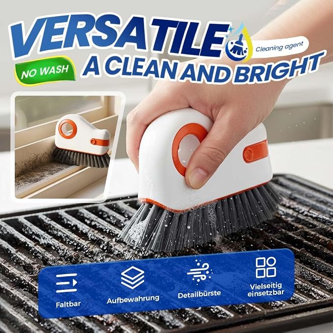 2 in 1 Cleaning Brush Window Track Cleaning Tools, Multifunction Hard Bristle Crevice Cleaner Brush with Hidden Scraper, Grout Cleaner Grip Brush for Sliding Door Track (2, B)