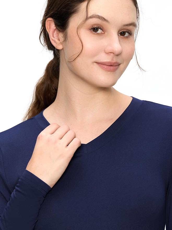COZYFIT Women’s Underscrub Tee, V-Neck Long Sleeve Undershirt | Soft & Easy Care Fabric, Slim Fit, Smooth Touch, Comfort V-Neck Tee, Machine Wash, Multiple Sizes for Choose