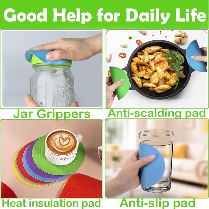 6 PCS Rubber Jar Opener Bottle Gripper Non Slip Pads Multi-function Can Openers for Seniors with Arthritis Weak Hands(Round,6 PCS)