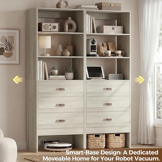 Armocity Freestanding 2FT Closet System with Leather Handles, 24" Walk-in Closets Storage Unit with Cabinet, Wood Wardrobe Closet Organizer and Storage with 3 Drawers for Small Space, White Oak