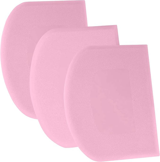 SURDOCA Dough Scraper Bench Scraper - 3P 14.2x8.5" Plastic Flexible Bowl Scraper, Sharp Edge & Angles Cake Scraper. Non-Slip Bakeware Decorating Tools Sculpting & Modeling Tools - Pure Pink