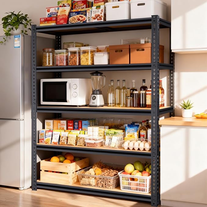 72" H Garage Storage Shelves,Storage Shelves Heavy Duty,2400LBS Heavy Duty Garage Shelving,Adjustable 5 Tier Shelving for Garage Storage,Warehouse,16"x35.5"x72"