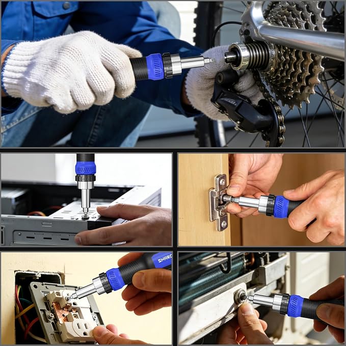 26-in-1 Ratcheting Screwdriver Set Multi Screwdriver Tool Kit | All in 1 Ratchet Screwdriver, 12 Double Ended CRV Bits Phillips Slotted Torx Hex, Portable Tool for Home Bike Computer Repair