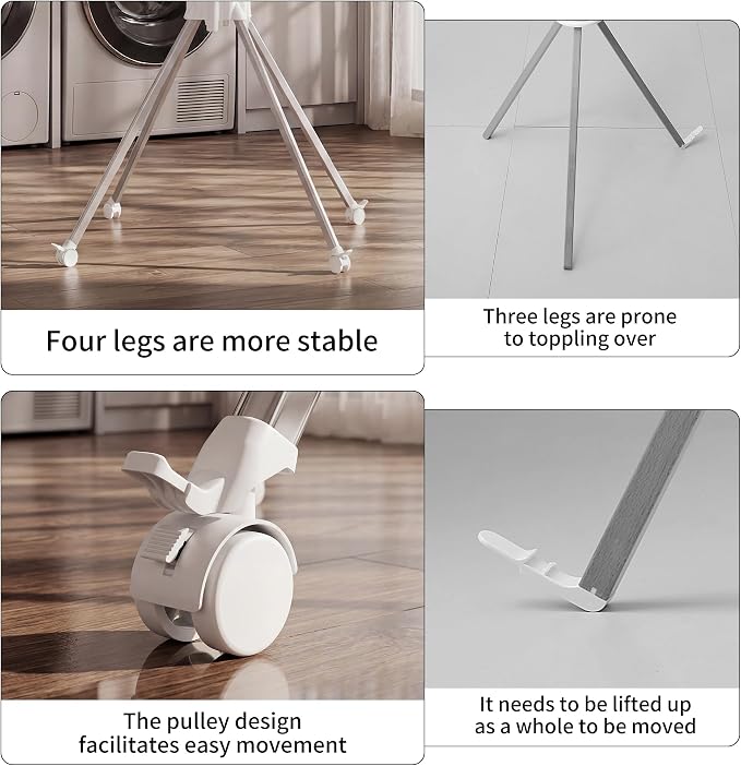 RFOUO Foldable Clothes Drying Rack Aluminum 4 Legs 16 Rods Double Layer | Portable，Space-Saving Freestanding Drying Rack for Indoor Outdoor, Apartment, Bedroom, Laundry Room