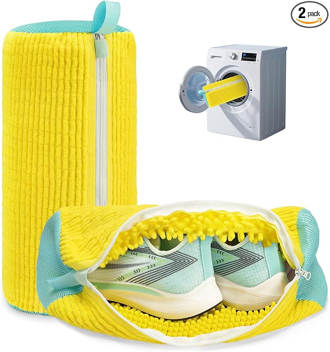 Shoe Washing Machine Bag Laundry Shoe Bag for Washer and Dryer Reusable 2pc Shoe Cleaning Bags for Sneakers 360° Deep Cleaning Machine for All Shoes Types With Self-locking Zipper