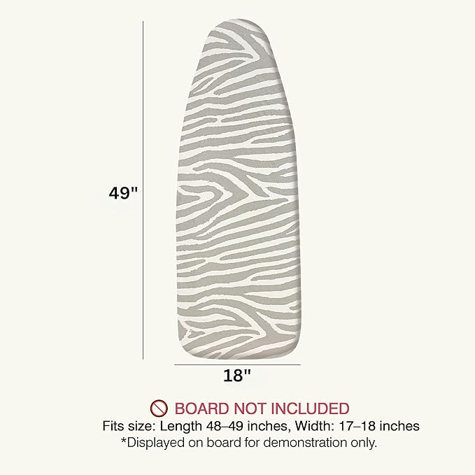 UniSimp Ironing Board Cover and Pad 18"x49" Extra Thick Natural Cotton, Scorch and Stain Resistant Padding, Extra Wide Iron Board Cover with Fasteners Heavy Duty Elastic Edge, Heatproof Zebra