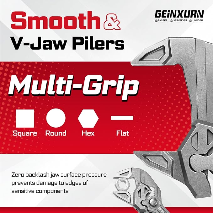 12-Inch Pliers Wrench, 1PC Smooth V-Jaw Pliers with 24-Position Push-Lock, Fast Adjustable Slip Joint Pliers Set for Plumbing, Home Repair, and Pipe Fittings