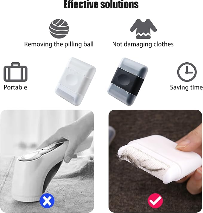 Manual Double-end Lint Remover,Portable Clothes Hair Ball Trimmer,Mini Sweater Cleaning Tool,Overcoat Pilling Shaver,Family Travel Laundry Multipurpose Gadget(2pcs)