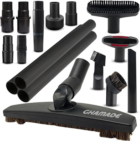 Universal Vacuum Attachments Hardfloor Brush and Replacement Accessories for Vacuum Cleaners - Horsehair Hardwood Floor Attachments and Vacuum Hose Adapter Kit - Vacuum Attachments for Car Detailing